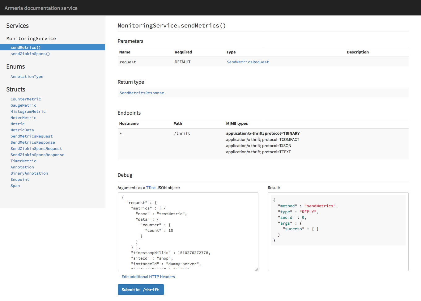 Armeria Documentation Service